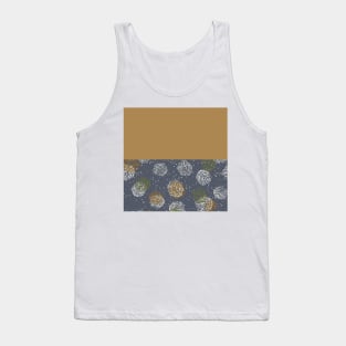 Gold Horizontal Split Colorful Pinecone Pattern on Dark Gray Tank Top